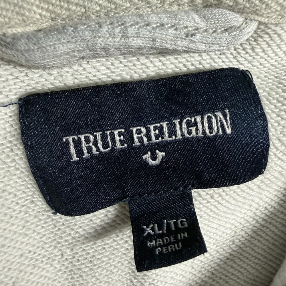 True Religion Hoodie‎ Men's XL Gray Fleece Crafted With Pride Full Zip Gym Coat